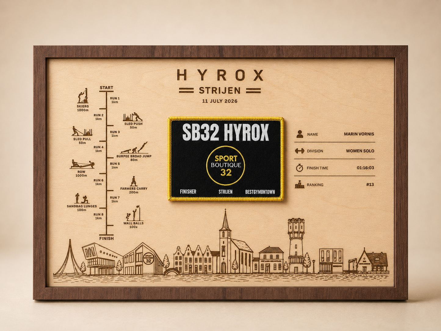 Gepersonaliseerd Finisher Display Strijen met Skyline Horizontaal