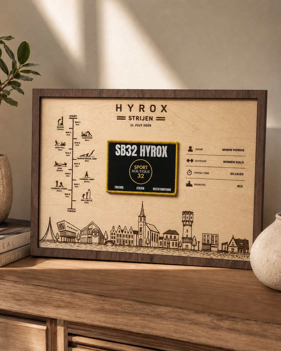 Gepersonaliseerd Finisher Display Strijen met Skyline Horizontaal